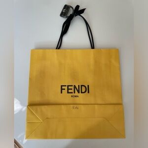 Large Fendi bag/rare plastic baguette key ring on handle. 16 1/2 x 15 1/2 x 5.